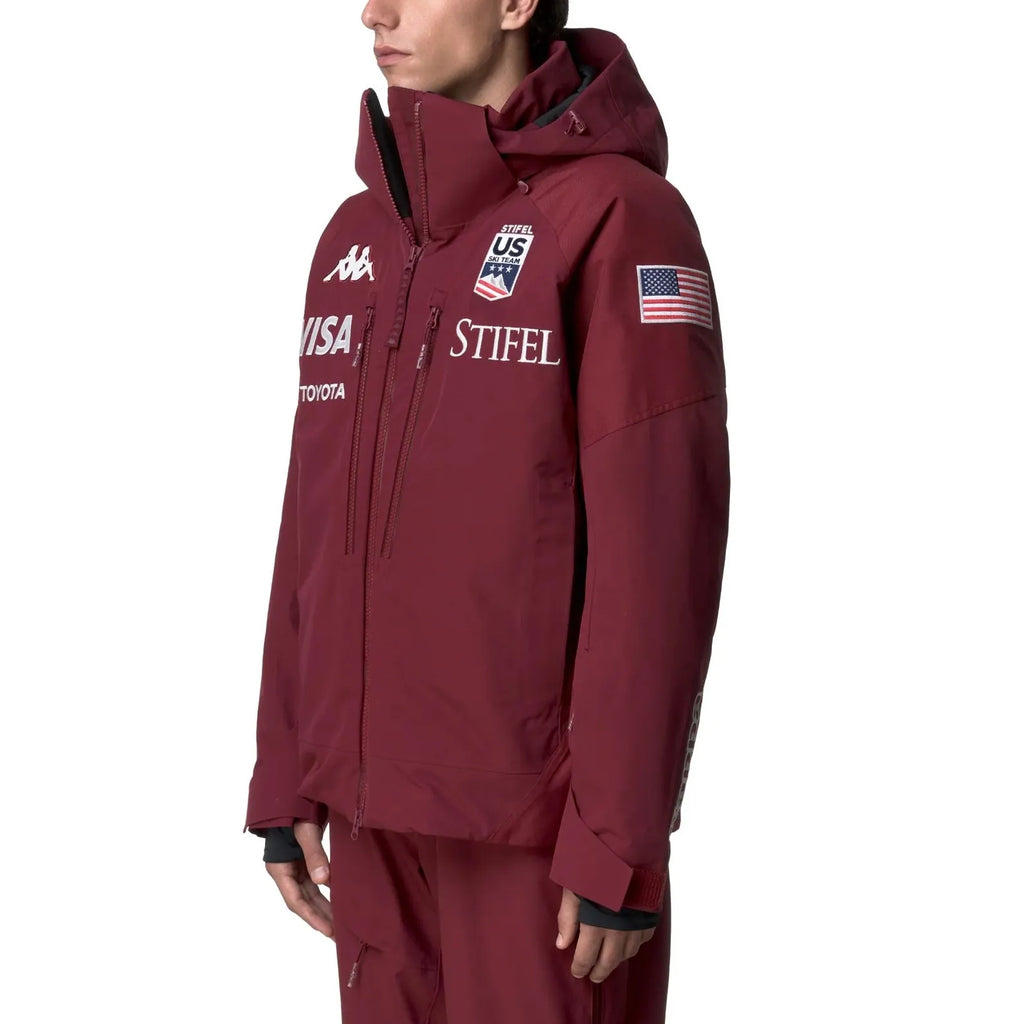 US Ski Team waterproof padded jacket Winter Olympics 2026 dark red - Kappa