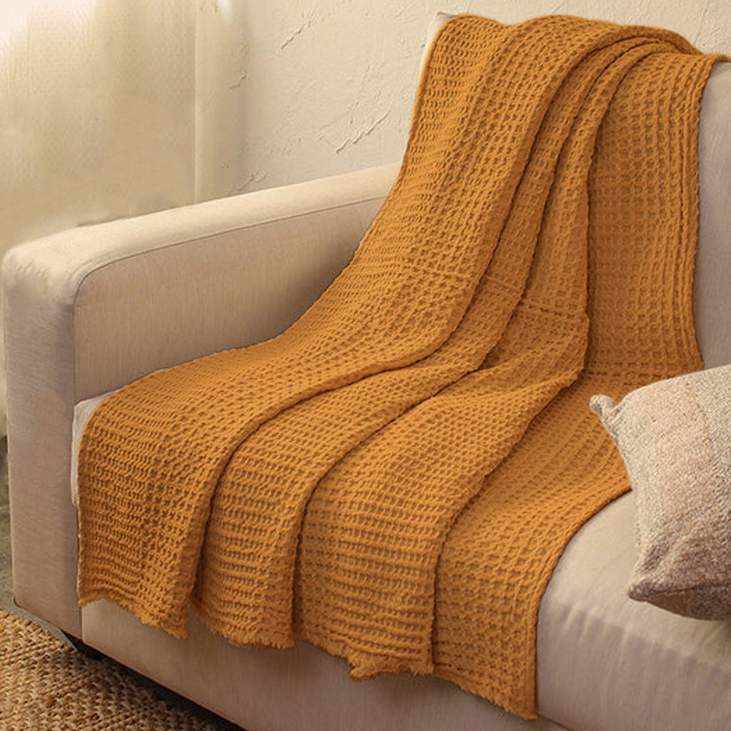 Pure Linen - Waffle Weave Throw Blanket