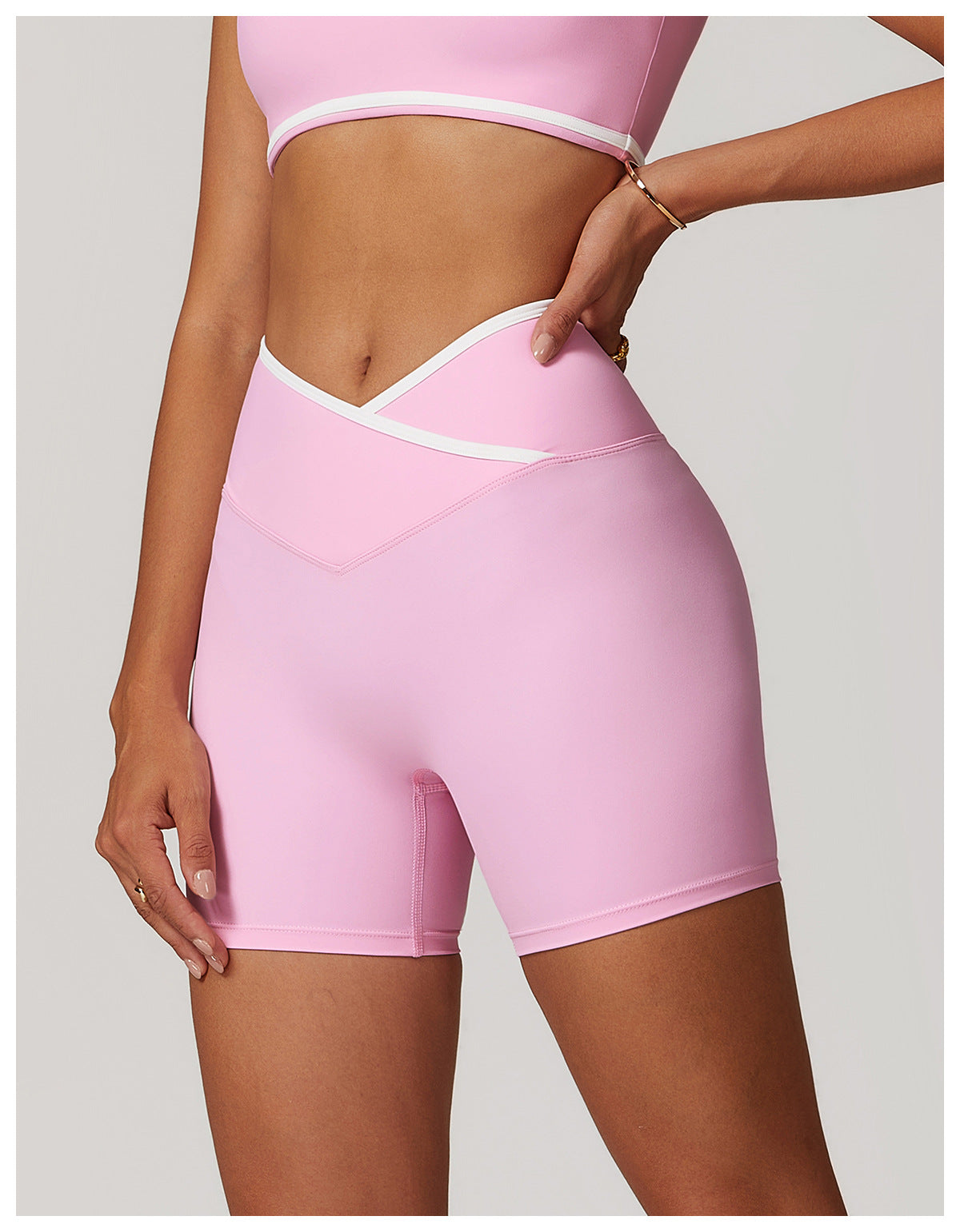 Colorblock Crossback High-Waist Shorts
