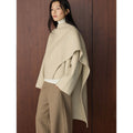 Faux Wool Double-Faced Coat Women's Winter Fashion  Asymmetric Lapel Irregular Loose Fit Warm Outerwear