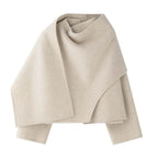 Faux Wool Double-Faced Coat Women's Winter Fashion  Asymmetric Lapel Irregular Loose Fit Warm Outerwear