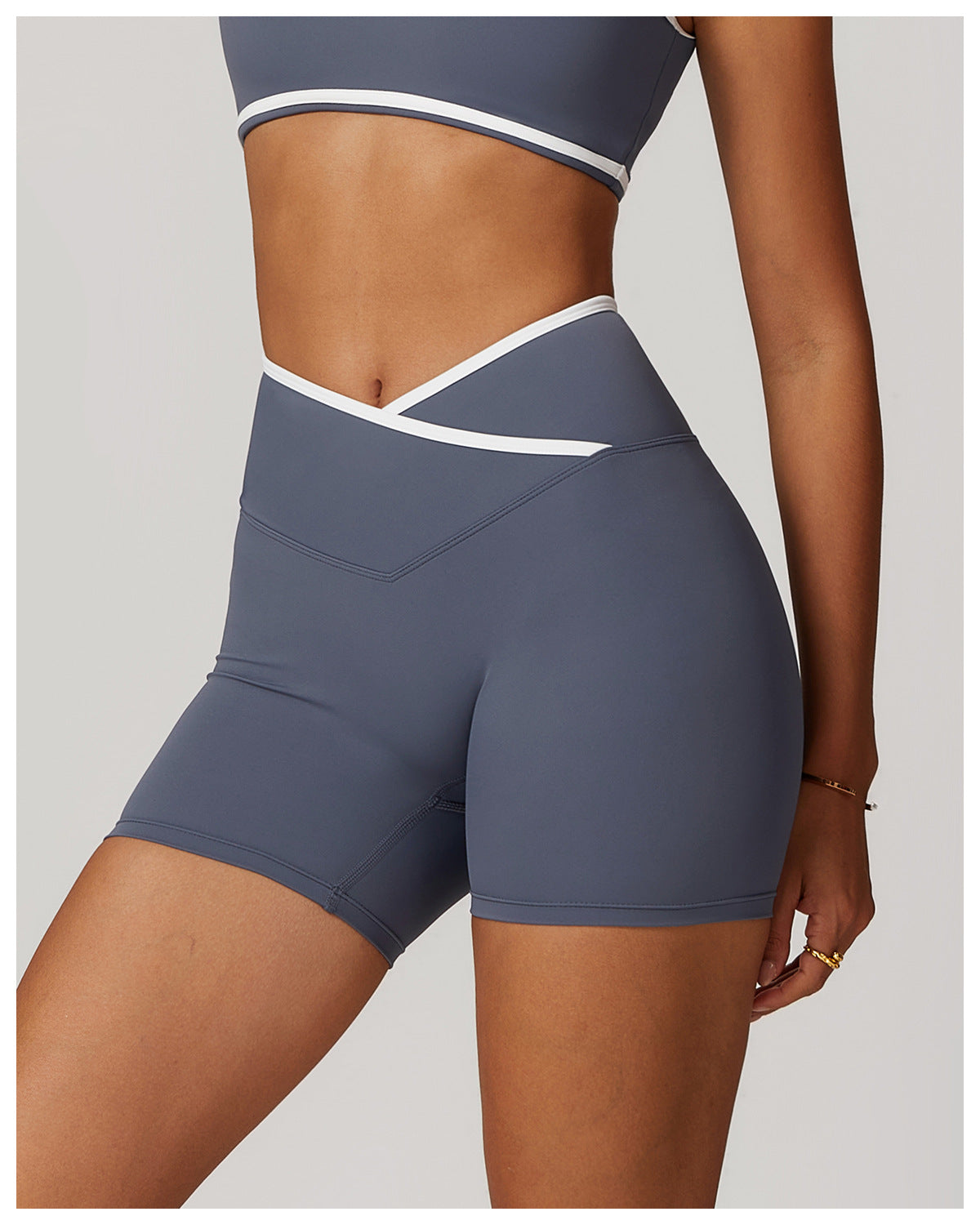 Colorblock Crossback High-Waist Shorts