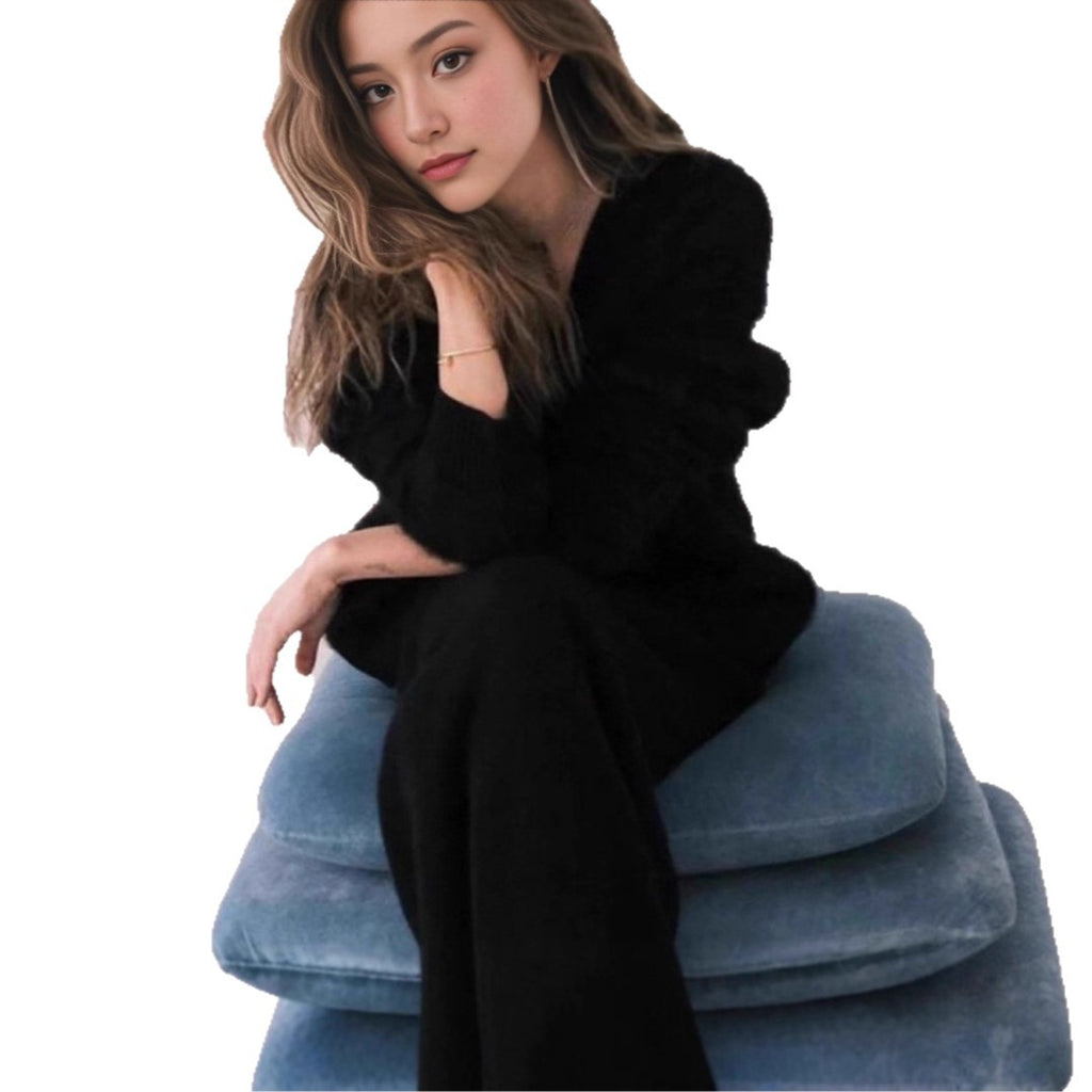 New Knit Cardigan Loose Oversized Autumn Winter Long Sleeve V-Neck Outerwear Sweater Women Fake Mink