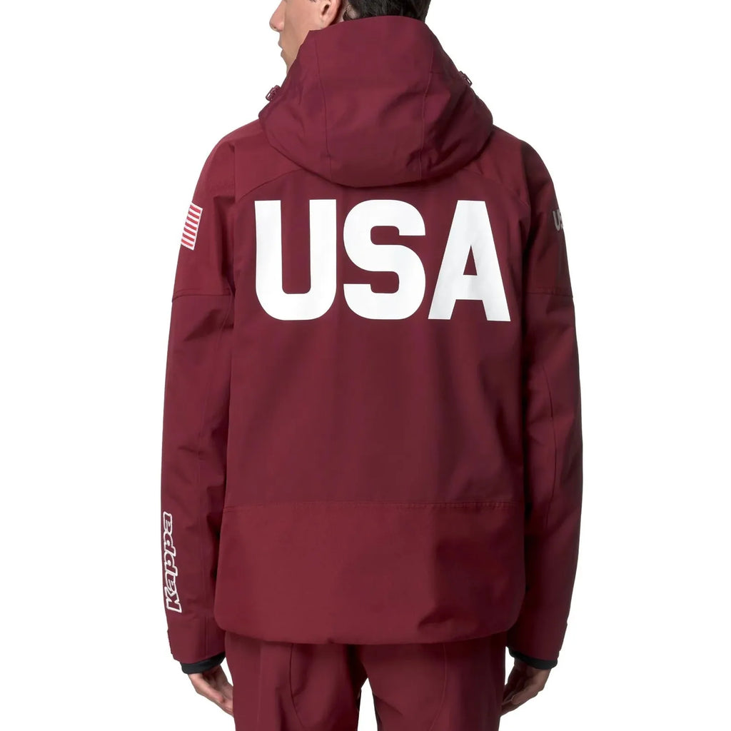 US Ski Team waterproof padded jacket Winter Olympics 2026 dark red - Kappa