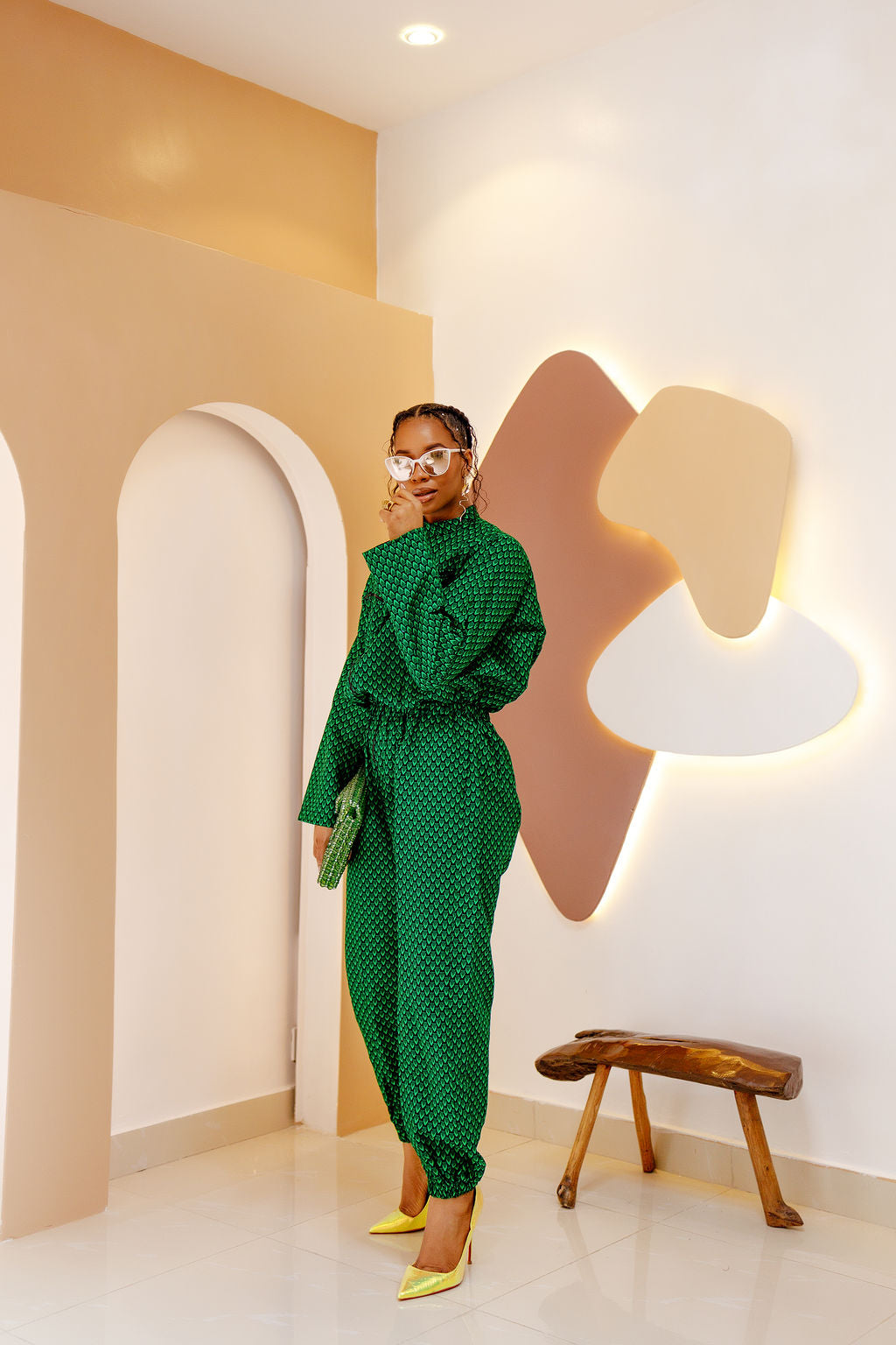 Bold Green Romper Set-2
