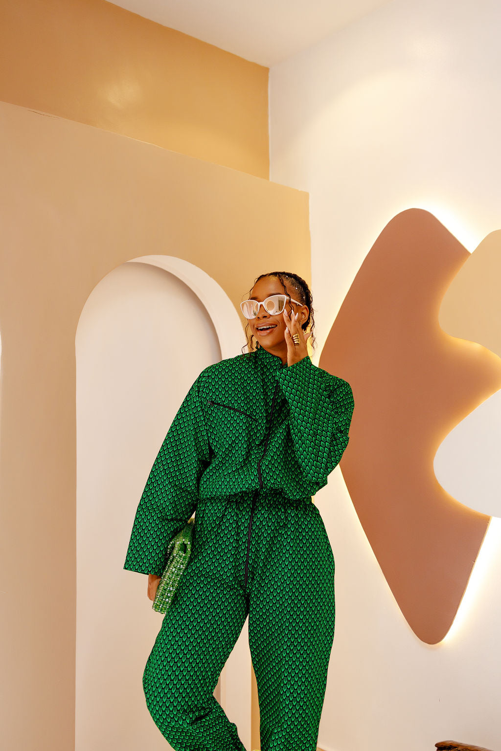 Bold Green Romper Set-4