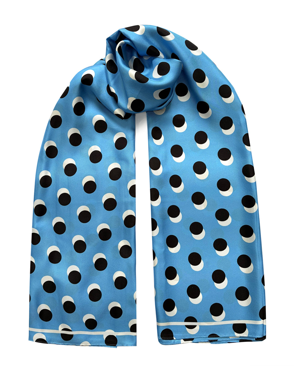 Oversized Polka Dot Silk Scarf Blue