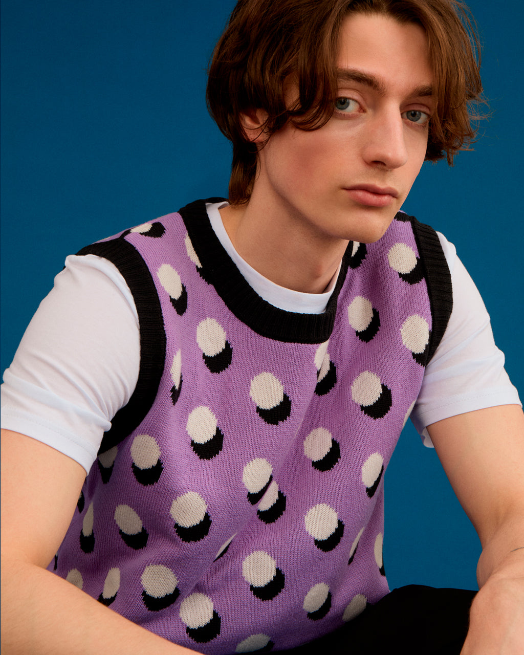 Oversized Polka Dot Vest Purple