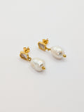 Gold Shelly Textured Mother of Pearl Drop Earrings