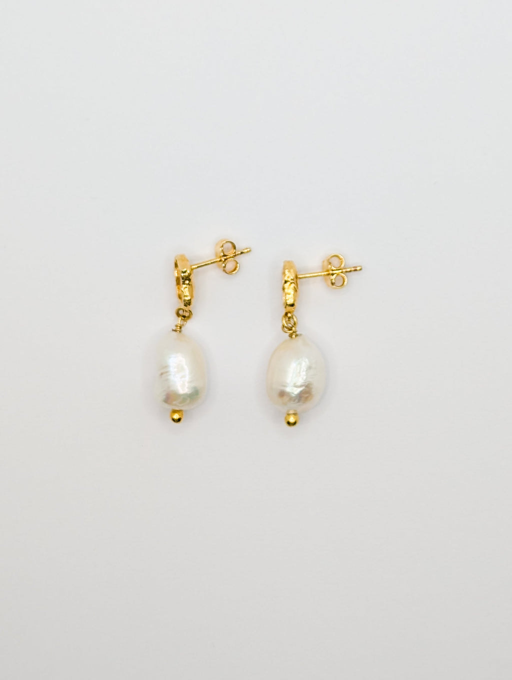 Gold Shelly Textured Mother of Pearl Drop Earrings