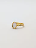 Gold Shelly Mother of Pearl Textured Bezel Ring