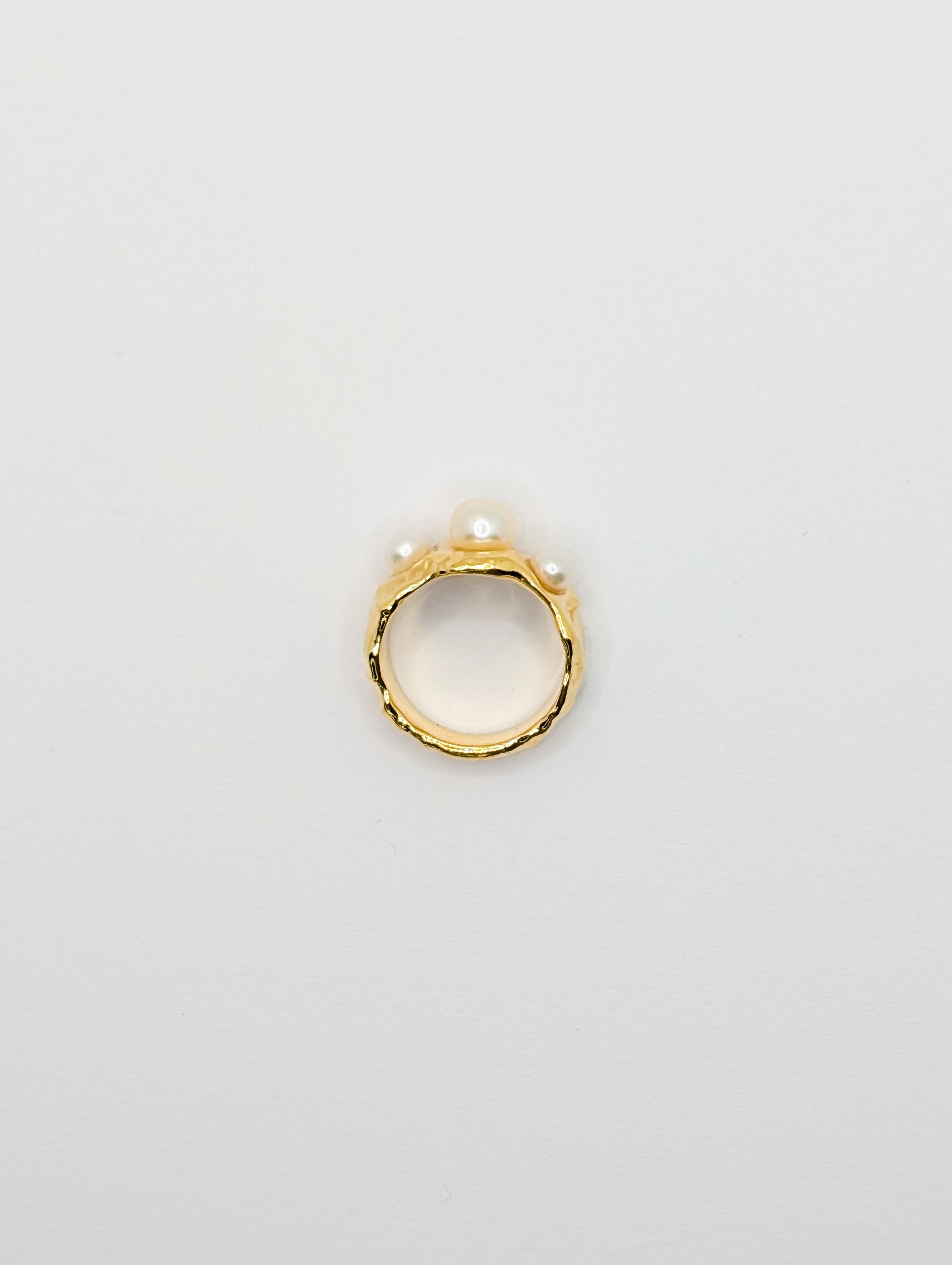 Gold Coral Textured Chunky Pearl Ring
