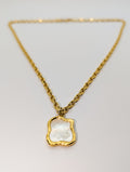Gold Shelly Mother of Pearl Textured Bezel Necklace