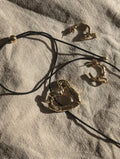 Gold Sandy Textured Charm Hoop Earrings