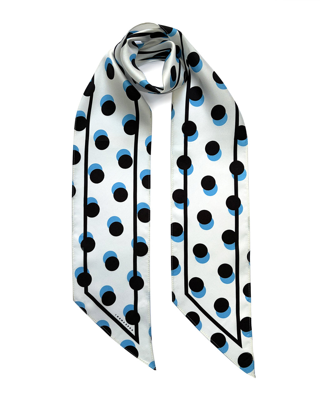Polka Dot Silk Neck Scarf White