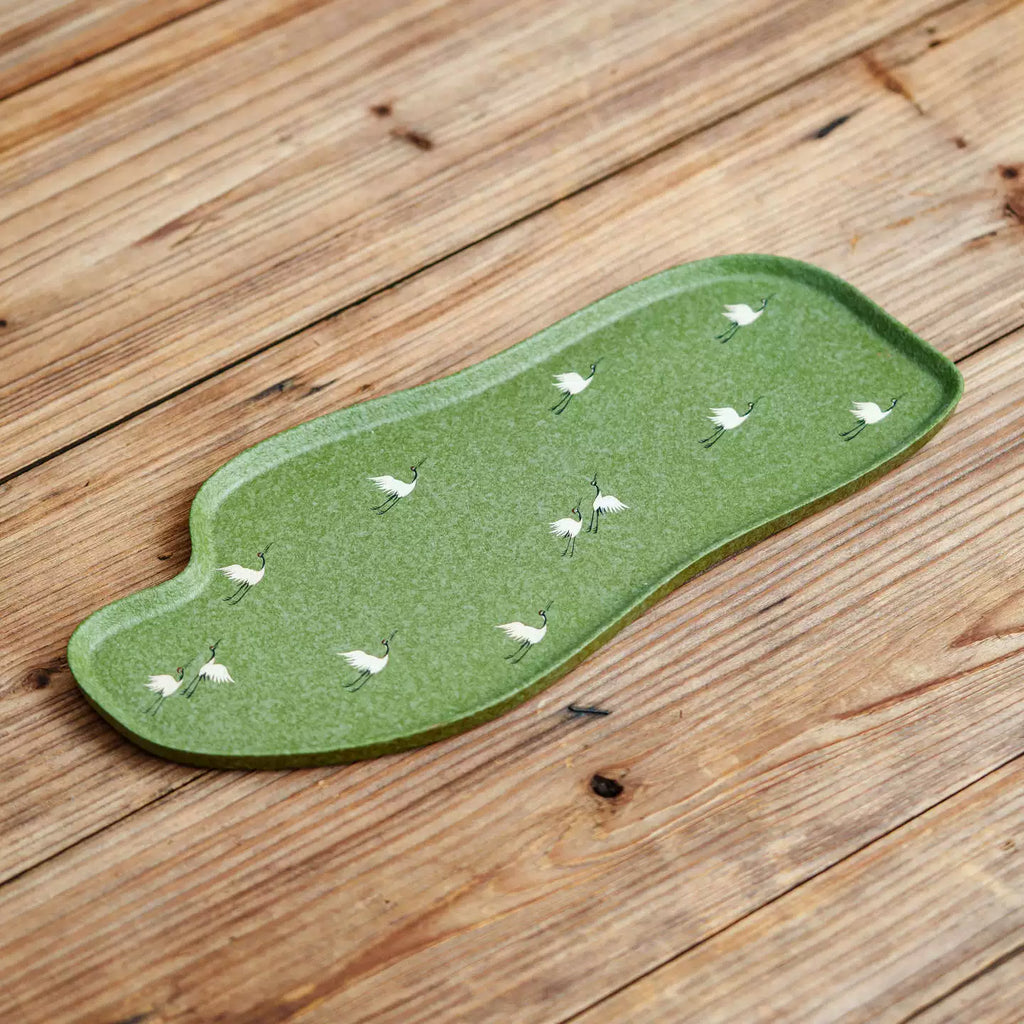 Crane Green Glaze Tea Tray — “Qingchi” Dry Tea Plate-4