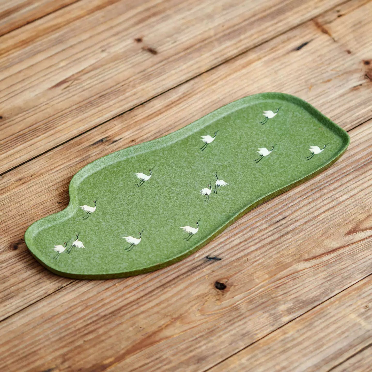 Crane Green Glaze Tea Tray — “Qingchi” Dry Tea Plate-4