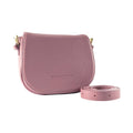 RB1002AZ | Made in Italy Genuine Leather Shoulder Bag with Removable Leather Shoulder Strap and Shiny Gold Metal Buckle Attachments - Antique Pink Color - Size: 26 x 20 x 10 cm.
