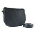 RB1002A | Made in Italy Genuine Leather Shoulder Bag with Removable Leather Shoulder Strap and Shiny Gold Metal Buckle Attachments - Black Color - Size: 26 x 20 x 10 cm.