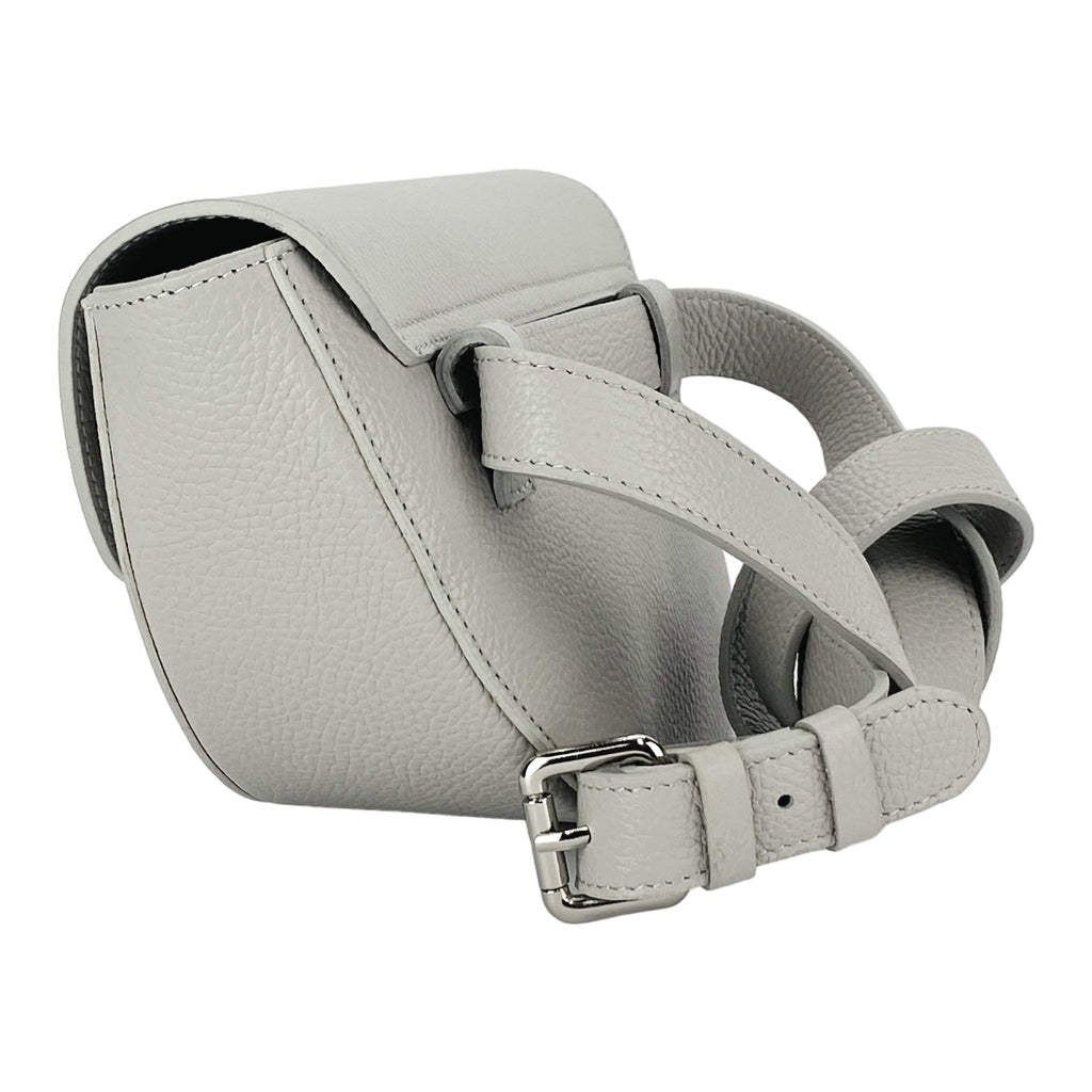 RB1027BO | Women's Rounded Bandolier Bag in Genuine Leather Made in Italy. Removable and adjustable leather shoulder strap. Polished Nickel hardware - Ice color - Dimensions: 25 x 15 x 9 cm.