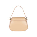RB1030AL | EMMA Women's Shoulder Bag with flap in Genuine Leather Made in Italy. Shiny Silver metal hardware - Beige color - Dimensions: 24 x 18 x 9 cm + 14.5 (Handle light)