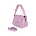 RB1030CI | EMMA Women's Shoulder Bag with flap in Genuine Leather Made in Italy. Shiny Silver metal hardware - Lilac color - Dimensions: cm 24 x 18 x 9 + 14.5 (Handle light)
