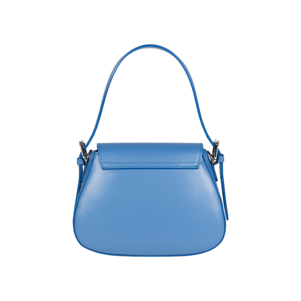 RB1030CP | EMMA Women's Shoulder Bag with flap in Genuine Leather Made in Italy. Shiny Silver metal hardware - Wisteria color - Dimensions: 24 x 18 x 9 cm + 14.5 (Handle light)