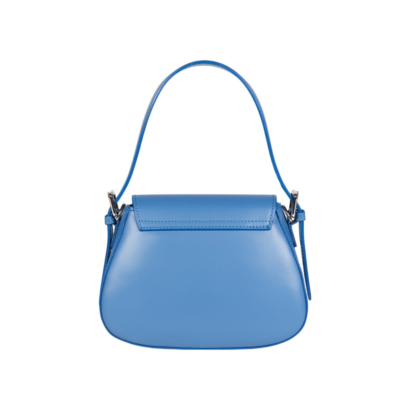 RB1030CP | EMMA Women's Shoulder Bag with flap in Genuine Leather Made in Italy. Shiny Silver metal hardware - Wisteria color - Dimensions: 24 x 18 x 9 cm + 14.5 (Handle light)