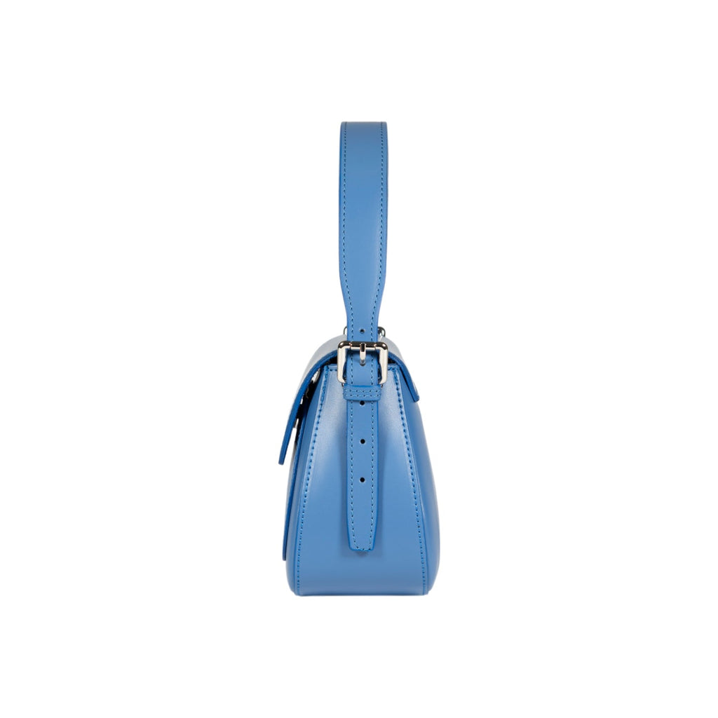 RB1030CP | EMMA Women's Shoulder Bag with flap in Genuine Leather Made in Italy. Shiny Silver metal hardware - Wisteria color - Dimensions: 24 x 18 x 9 cm + 14.5 (Handle light)