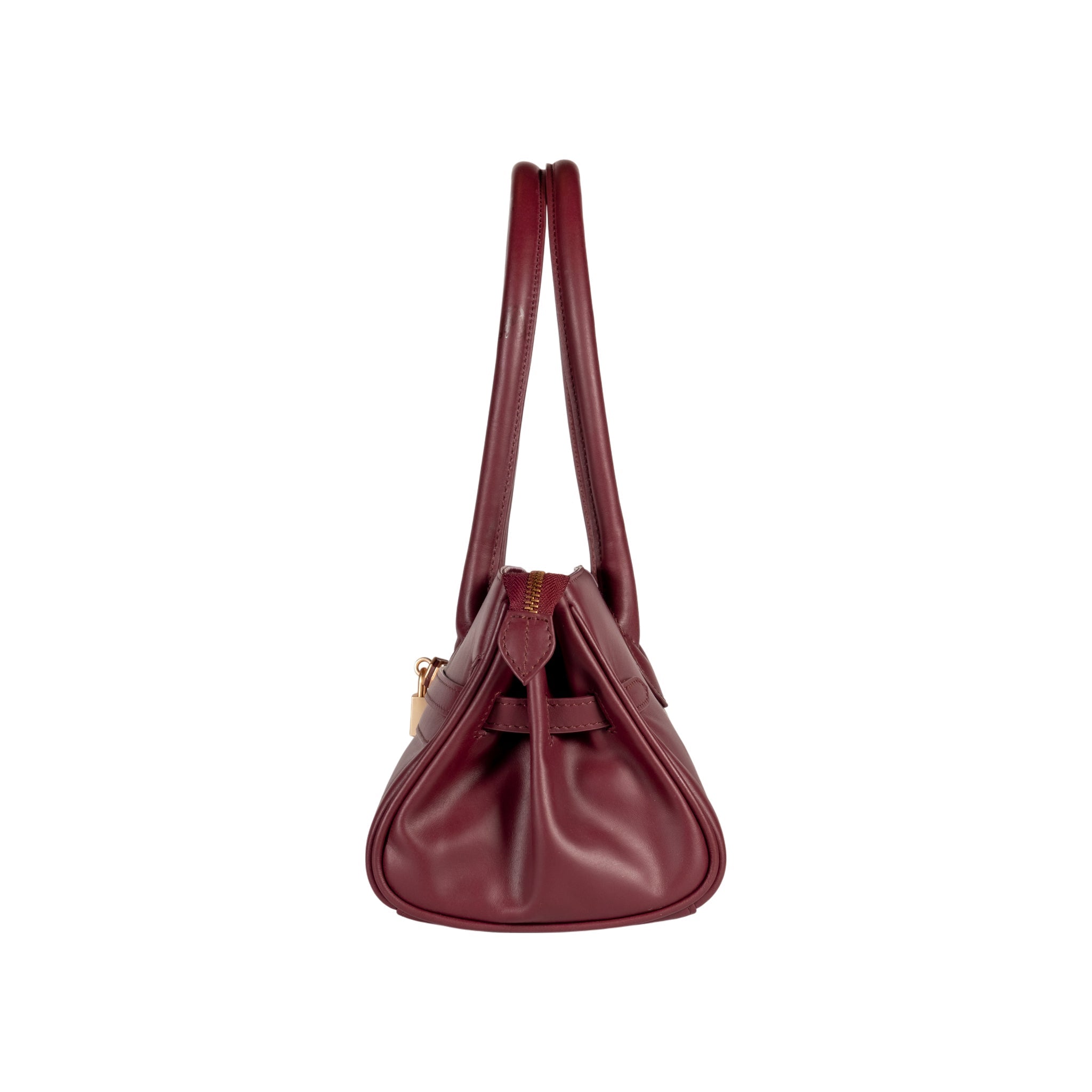 RB1033X | ARIANNA Women's Shoulder Bag in Soft Genuine Sauvage Leather Made in Italy. Matte Gold Metal Accessories. Bordeaux Color. Dimensions: 34 x 15 x 16 + 20 cm (Handle Drop)