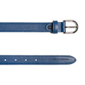 RB4016D | Women's Belt Made in Italy in Genuine Saffiano Leather. Polished Silver Buckle. Color: Blue. Dimensions: 115 x 2.5 x 0.5 cm (waistline 100 cm)