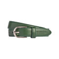 RB4016E | Women's Belt Made in Italy in Genuine Saffiano Leather. Polished Silver Buckle. Green. Dimensions: 115 x 2.5 x 0.5 cm (waistline 100 cm)