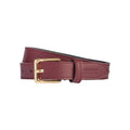 RB4019X | Women's Belt Made in Italy in Genuine Soft Sauvage Leather. Polished Gold-finish buckle. Bordeaux color. Dimensions: 115 x 2.5 x 0.5 cm (waistline 100 cm)