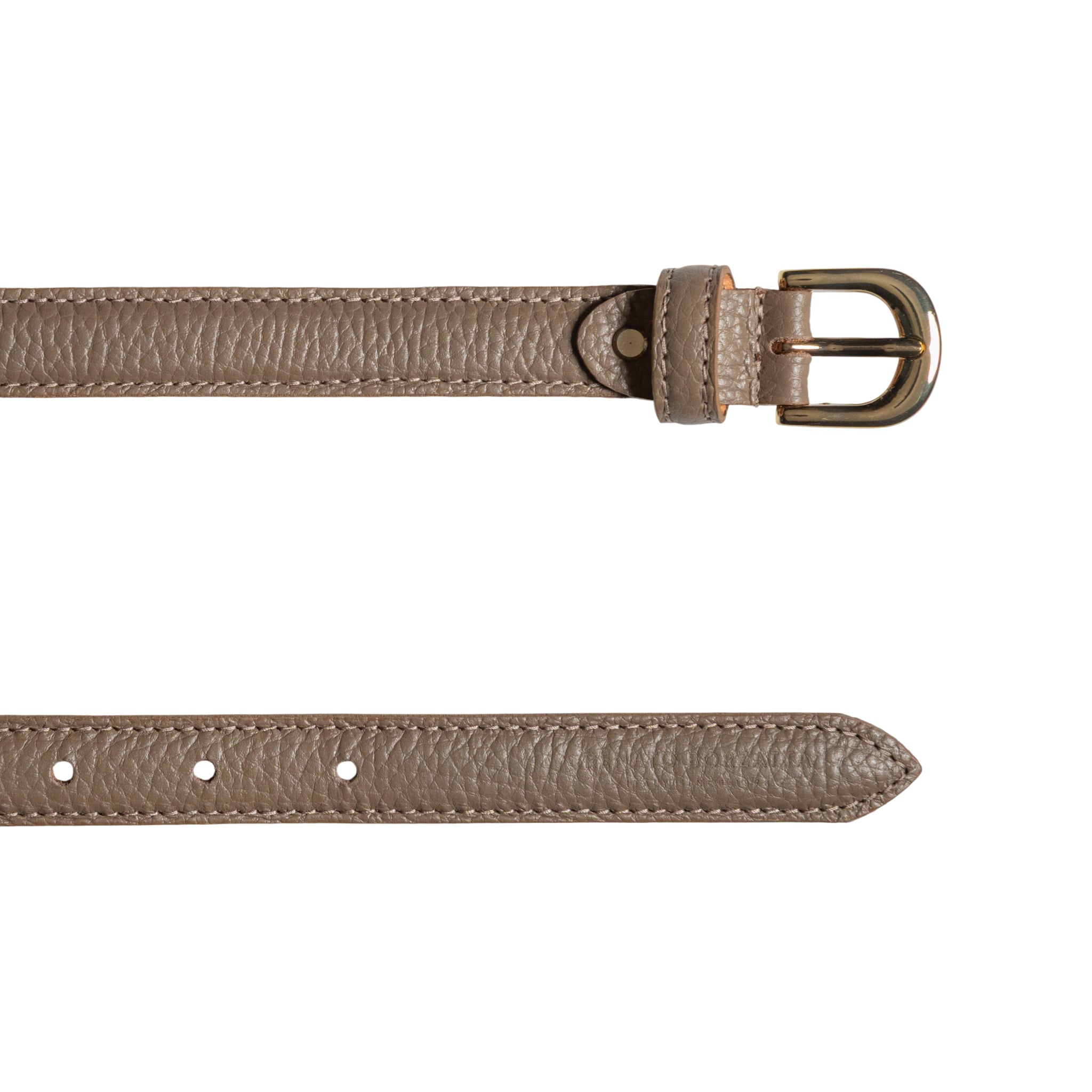 RB4021AQ | Women's Belt Made in Italy in Genuine Dollar Grain Leather. Polished Gold-Finish Buckle. Taupe Color. Dimensions: 115 x 2.0 x 0.5 cm (waistline 100 cm)