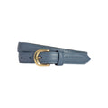 RB4021P | Women's Belt Made in Italy in Genuine Dollar Grain Leather. Polished Gold-Finish Buckle. Color: Air Force Blue. Dimensions: 115 x 2.0 x 0.5 cm (waistline 100 cm)