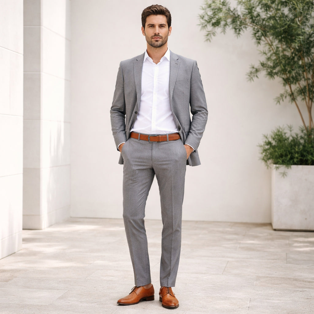RB4025S | Men's Belt Made in Italy in Genuine Vegetable-Tanned Leather. Satin Gunmetal Buckle. Cognac Color. Dimensions: 125 x 3.5 x 0.5 cm (waistline 110 cm)