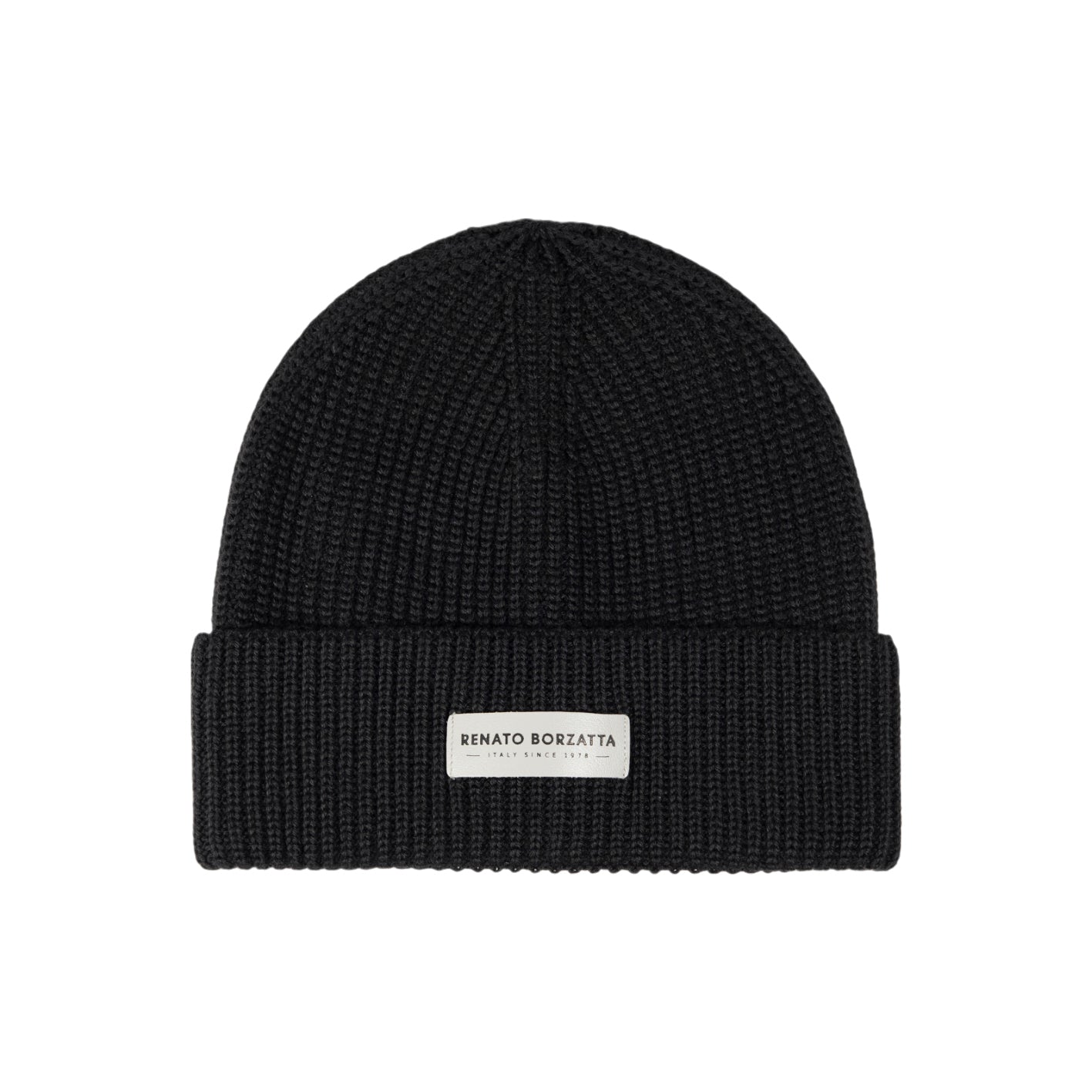 RB5004A | CERVINO Knitted Mixed Wool Scarf and Cap Set Made in Italy. Black Color - One Size