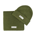RB5004E | CERVINO Wool Blend Knit Scarf and Hat Set Made in Italy. Green - One Size