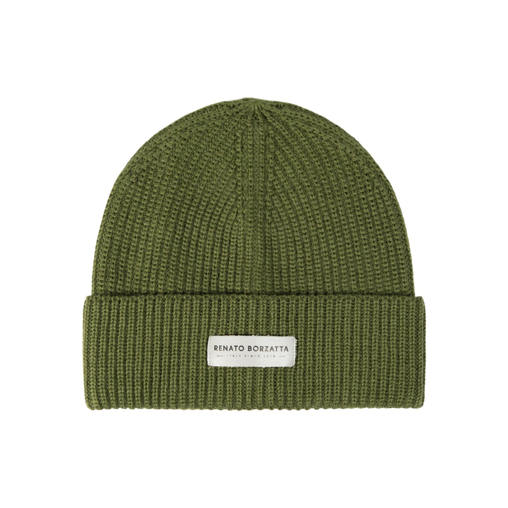 RB5004E | CERVINO Wool Blend Knit Scarf and Hat Set Made in Italy. Green - One Size