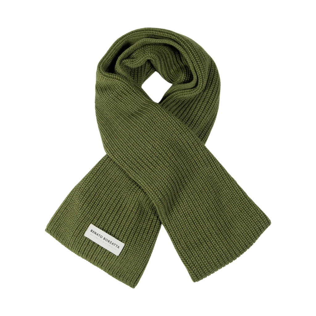 RB5004E | CERVINO Wool Blend Knit Scarf and Hat Set Made in Italy. Green - One Size