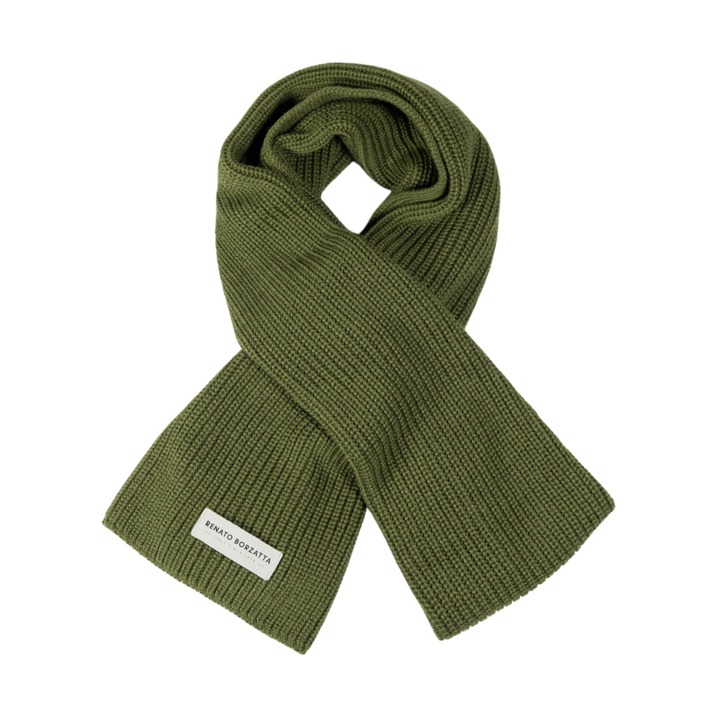RB5004E | CERVINO Wool Blend Knit Scarf and Hat Set Made in Italy. Green - One Size