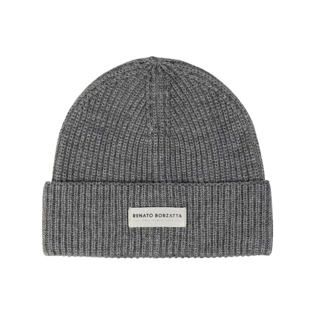 RB5004F | CERVINO Mixed Wool Knit Scarf and Cap Set Made in Italy. Color Grey Melange - One Size