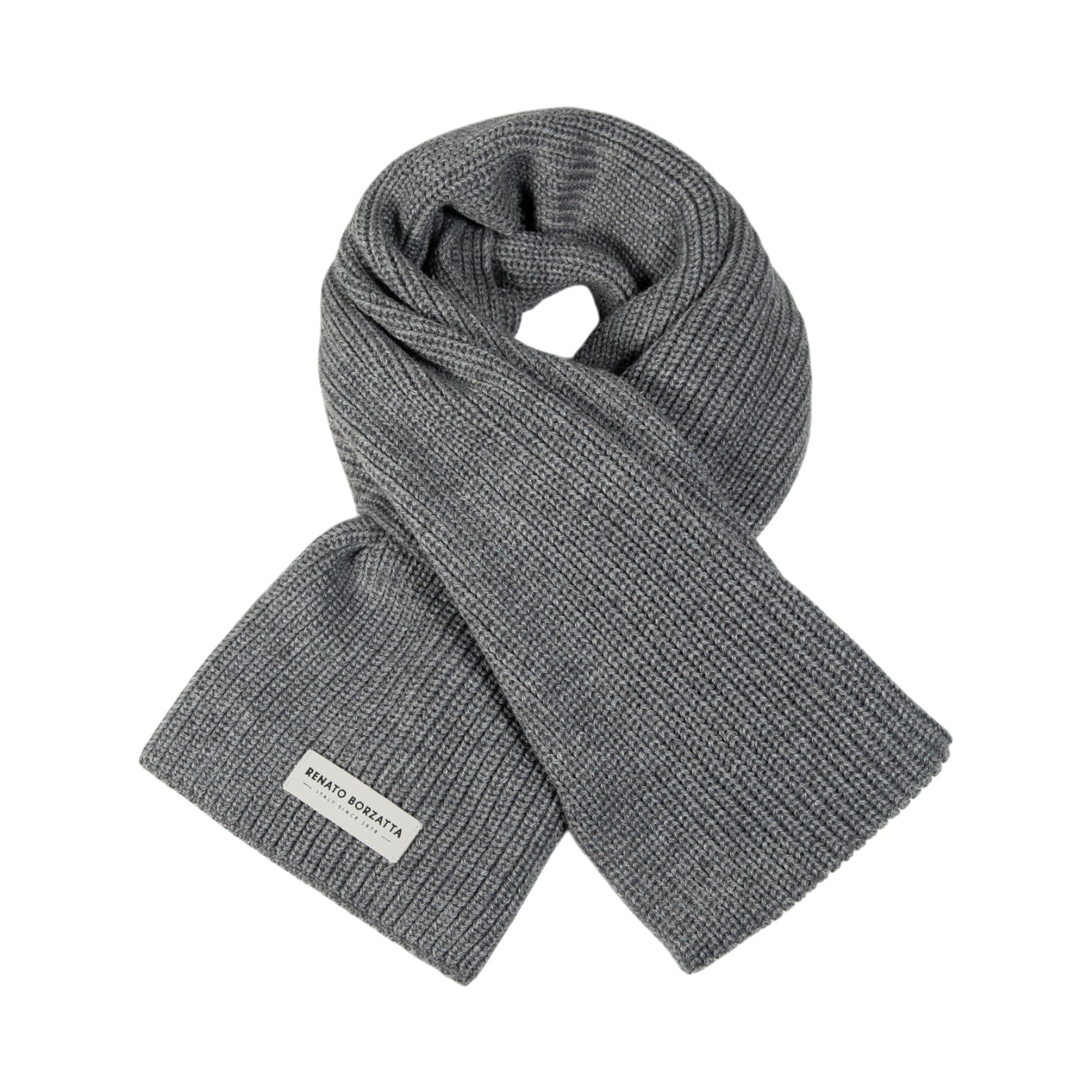 RB5004F | CERVINO Mixed Wool Knit Scarf and Cap Set Made in Italy. Color Grey Melange - One Size
