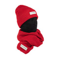 RB5004V | CERVINO Knitted Mixed Wool Scarf and Cap Set Made in Italy. Color Red - One Size