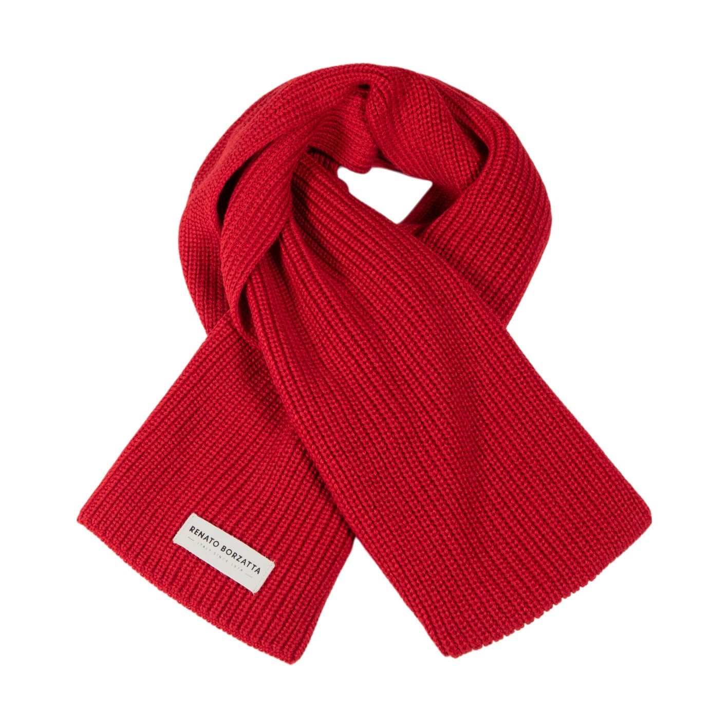 RB5004V | CERVINO Knitted Mixed Wool Scarf and Cap Set Made in Italy. Color Red - One Size