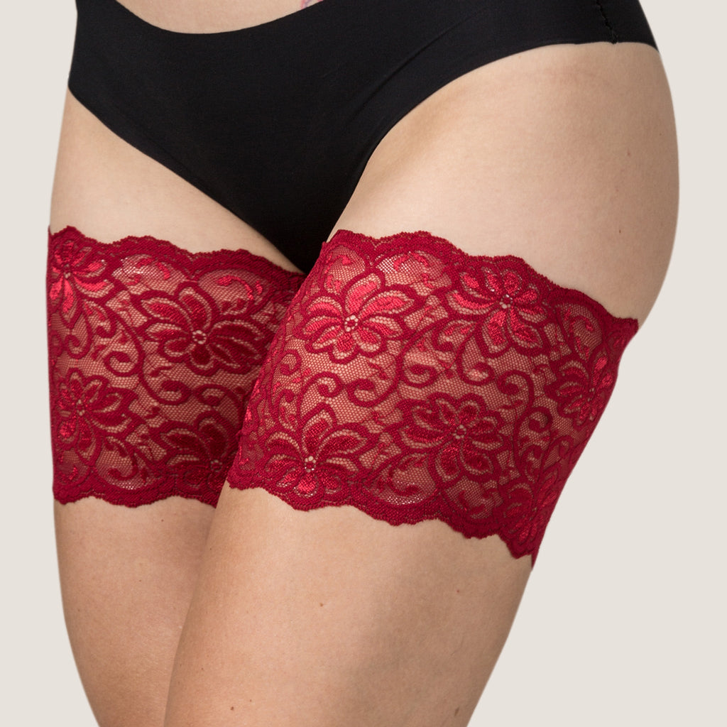 Anti-Chafing Thigh Bands | Bandelettes® Dolce Lace Red