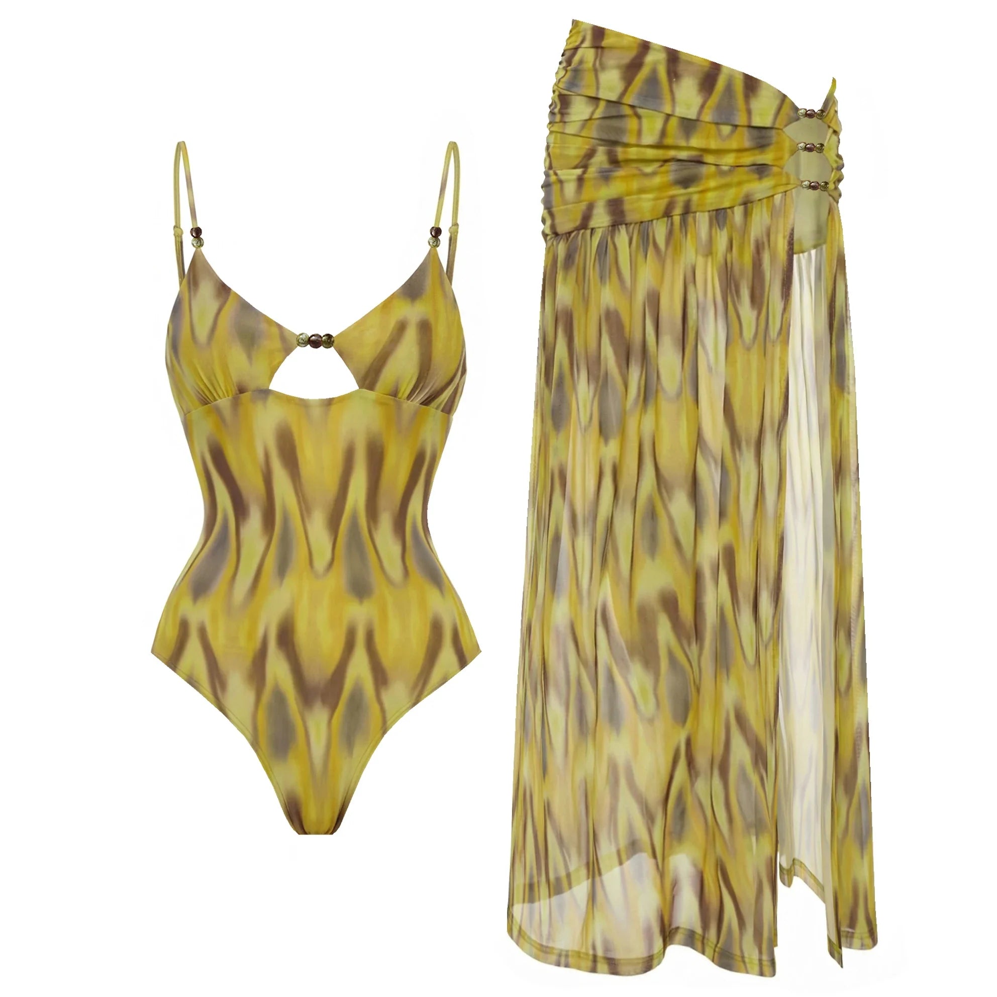 Radiant Abstract Printed Swimsuit Set-4