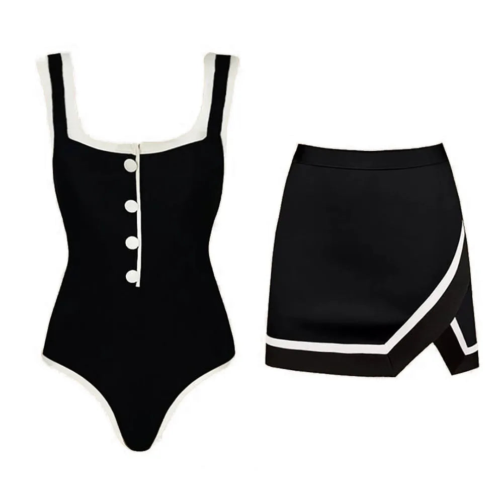 Elegant Striped Vintage One-Piece-4