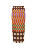 Spirited Pleated Geometric Midi Skirt