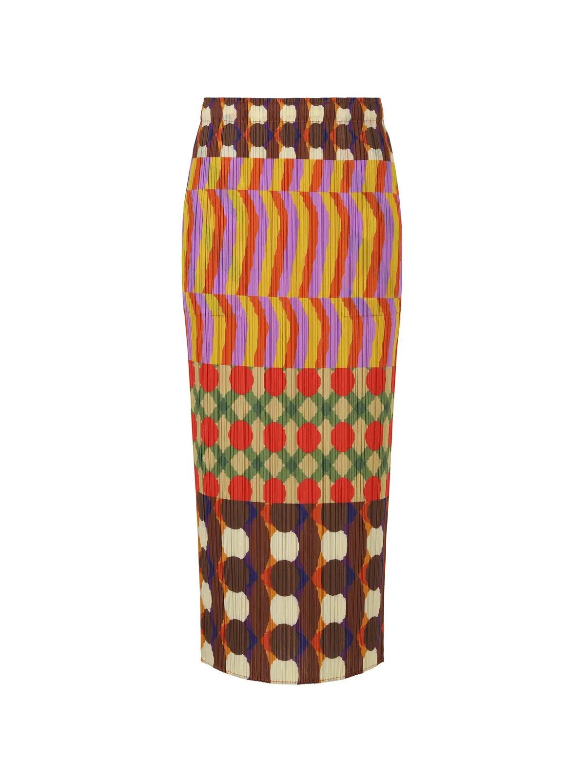 Spirited Pleated Geometric Midi Skirt